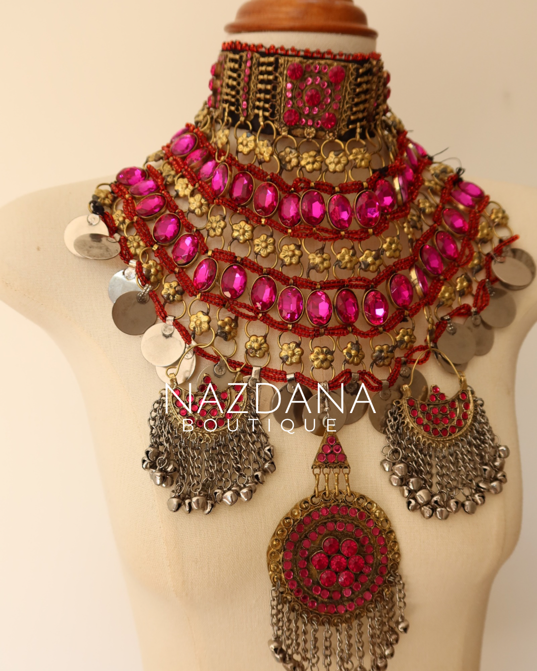 AFGHAN BRIDAL JEWELLERY SET - BRIGHT PINK