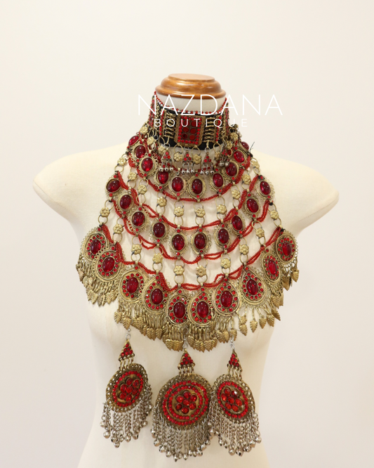 AFGHAN JEWELLERY SET- RED
