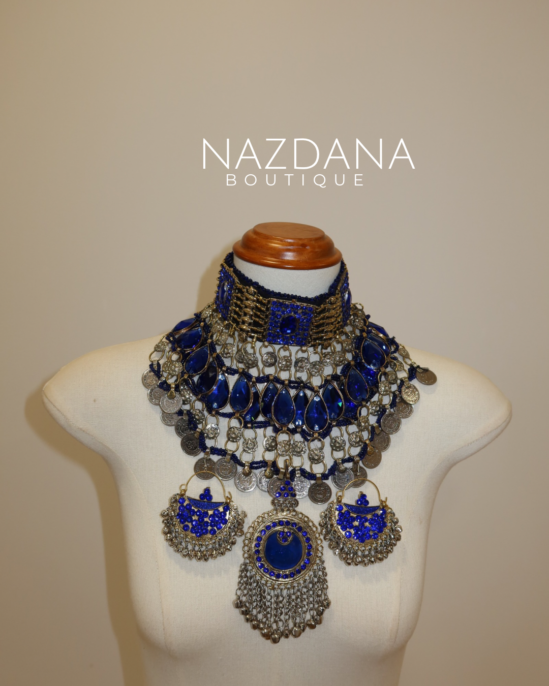 AFGHAN JEWELLERY SET- ROYAL BLUE