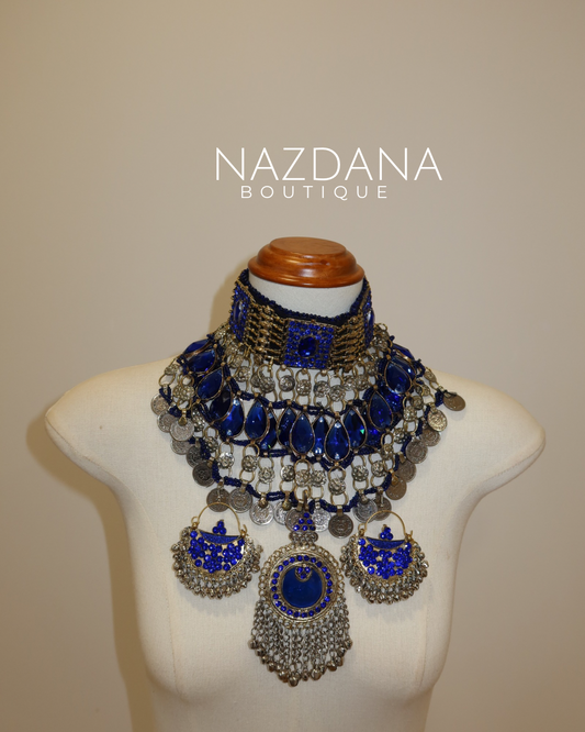 AFGHAN JEWELLERY SET- ROYAL BLUE