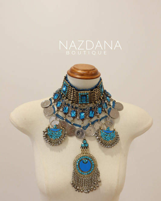 AFGHAN JEWELLERY SET- AQUA