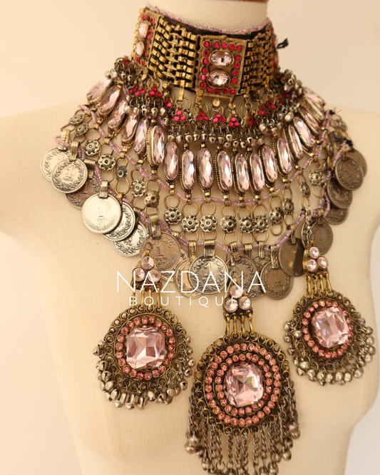 AFGHAN BRIDAL JEWELLERY SET - LIGHT PURPLE