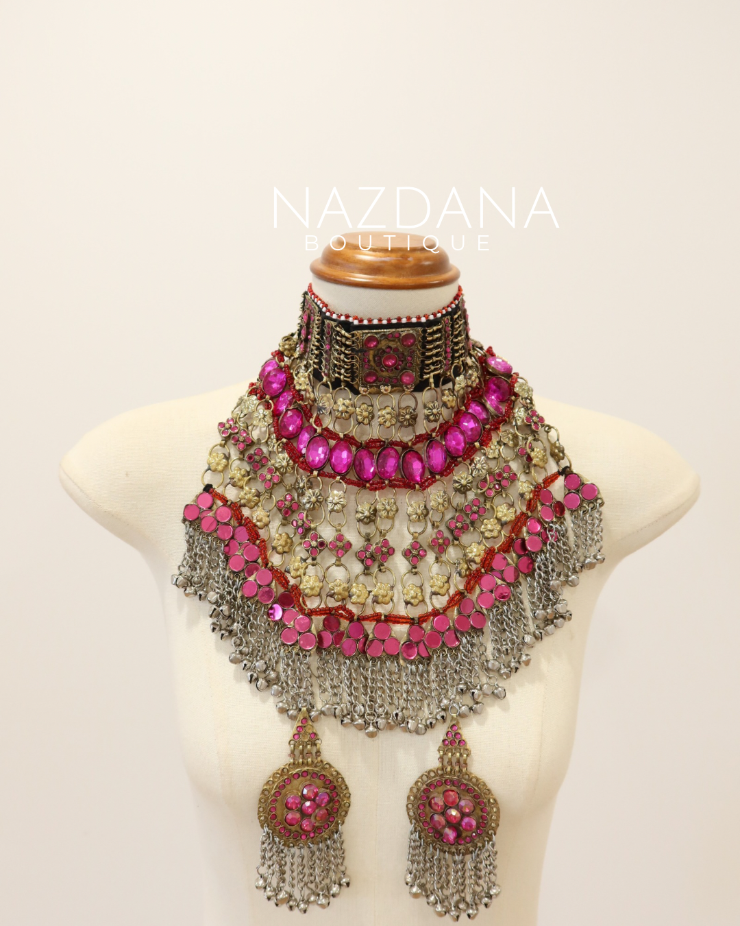 AFGHAN JEWELLERY SET- BRIGHT PINK