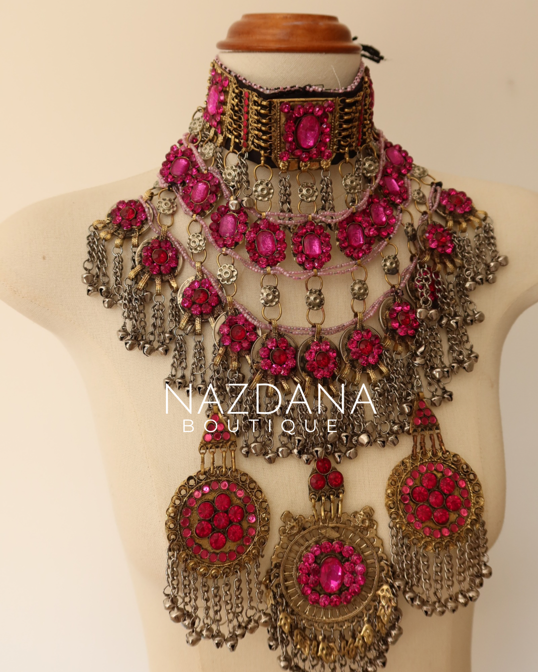 AFGHAN BRIDAL JEWELLERY SET - PINK