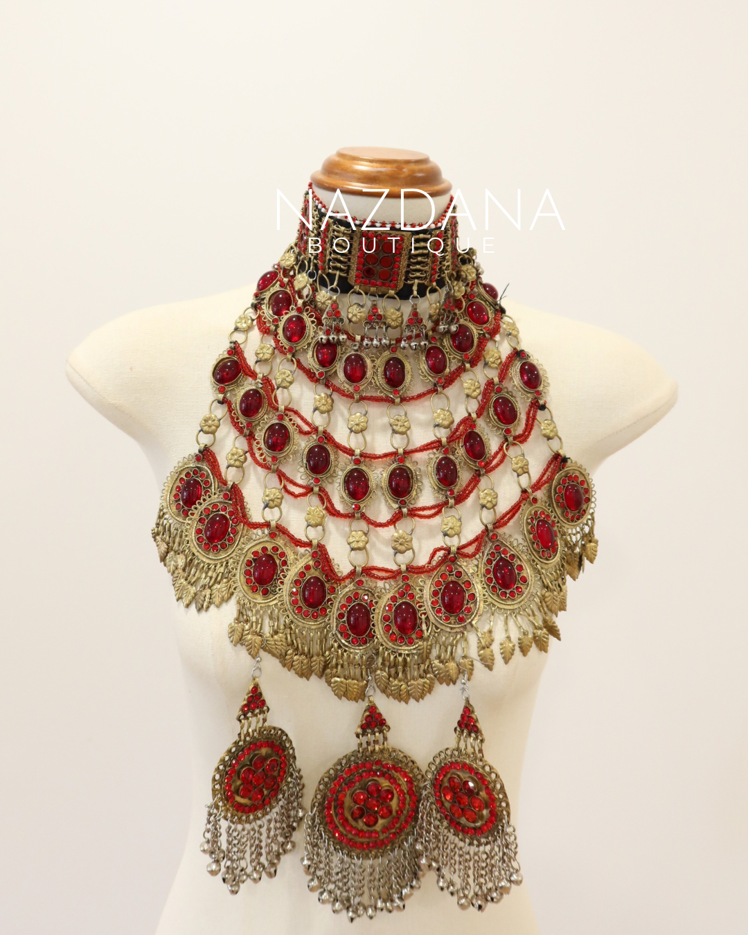 AFGHAN JEWELLERY SET- RED