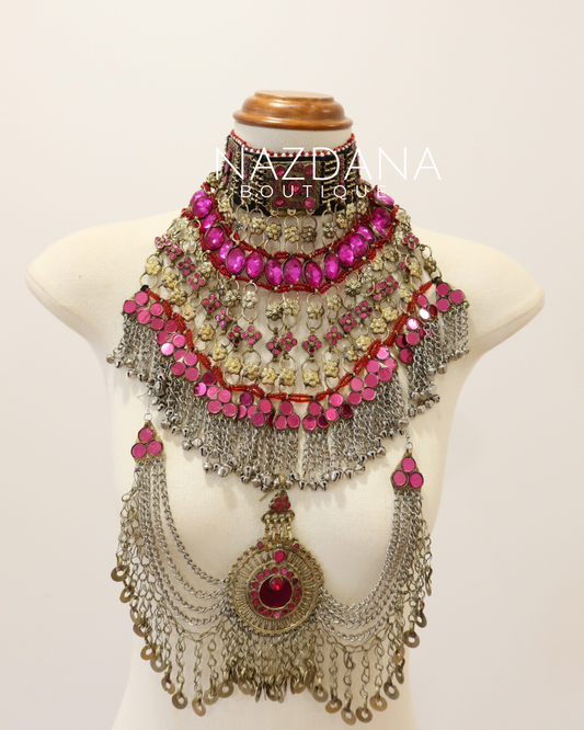AFGHAN JEWELLERY SET- BRIGHT PINK