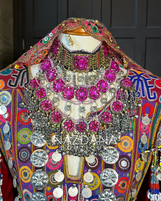 AFGHAN BRIDAL JEWELLERY SET - PINK