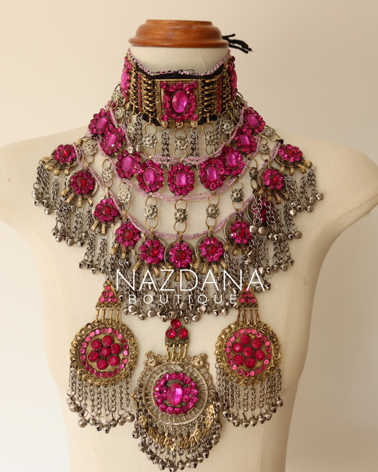 AFGHAN BRIDAL JEWELLERY SET - PINK