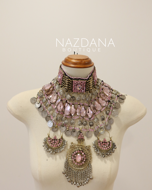 AFGHAN JEWELLERY SET- PINK