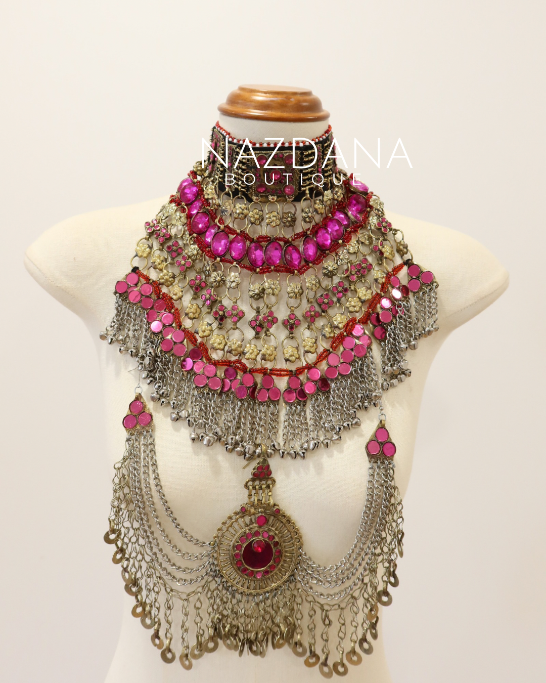 AFGHAN JEWELLERY SET- BRIGHT PINK