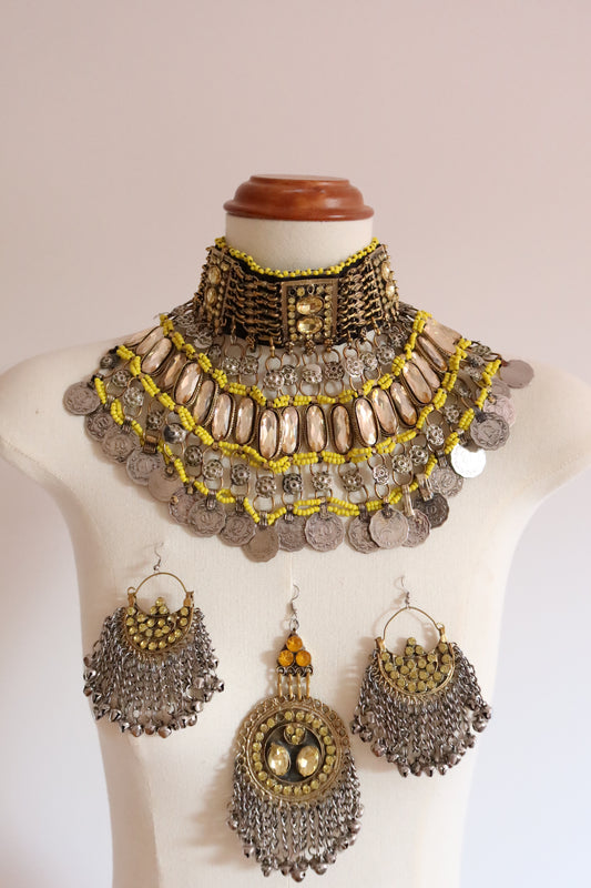 AFGHAN BRIDAL JEWELLERY SET- LIGHT YELLOW
