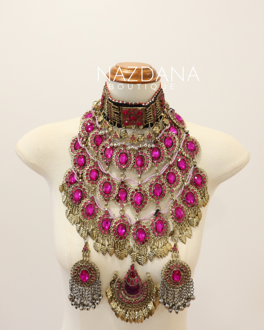 AFGHAN JEWELLERY SET- BRIGHT PINK