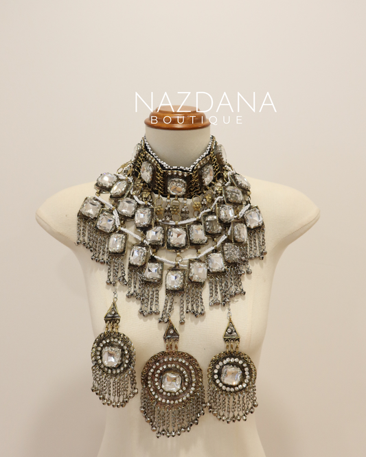AFGHAN JEWELLERY SET- WHITE